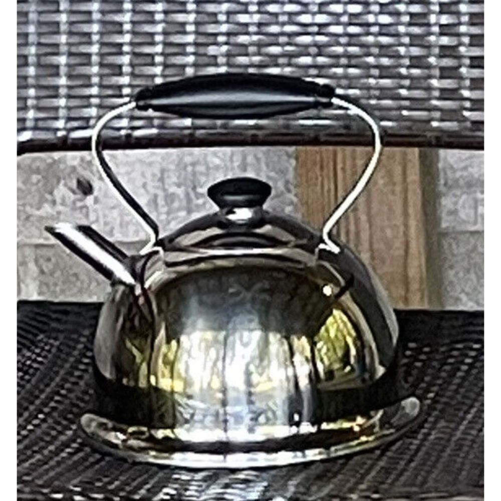 Vintage Farberware Whistling Tea Kettle Stainless Steel Design 2.5 QT